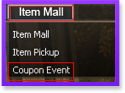 In-game Item mall click Coupon Event