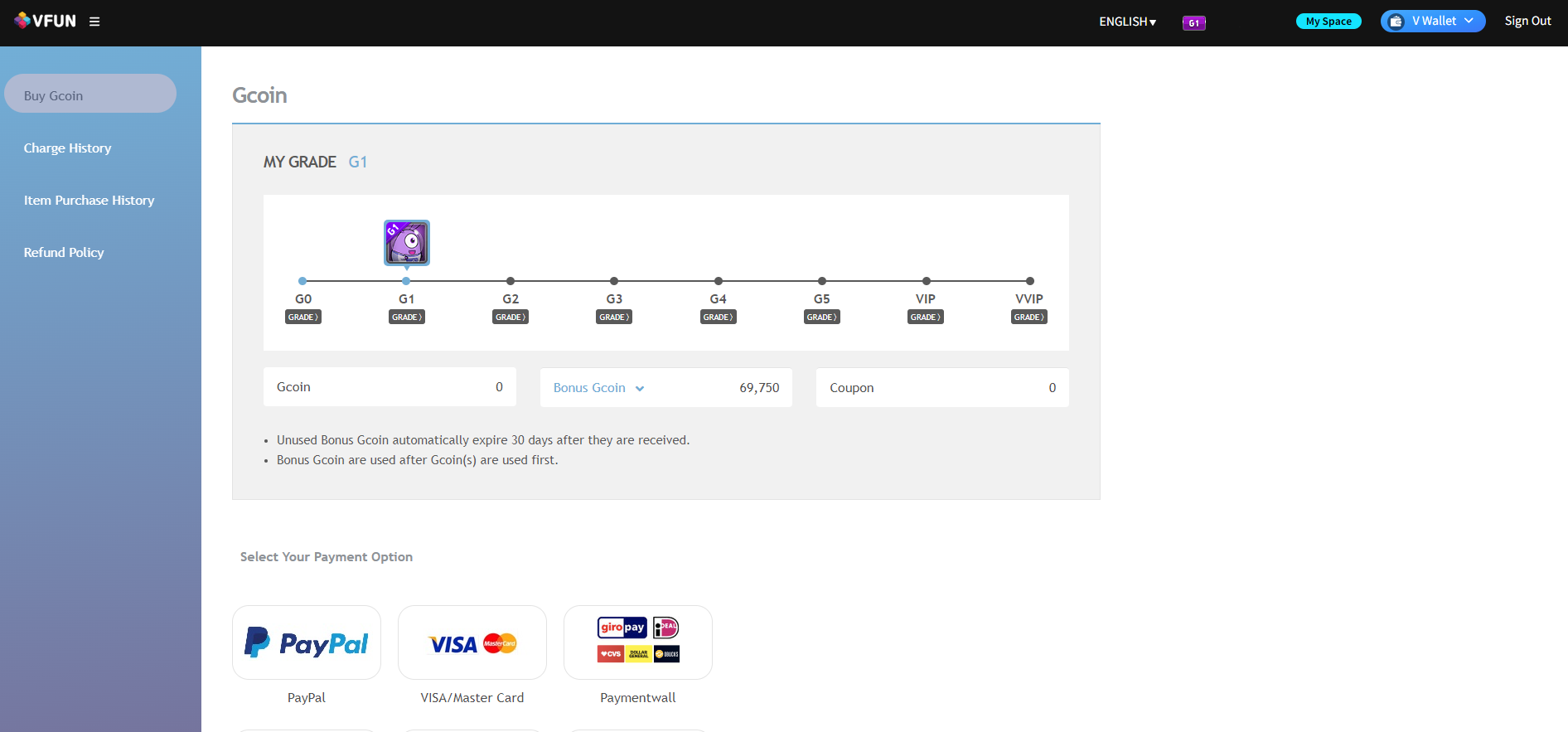4. Select the Amount of GCoin you want to purchase, then click “ Next ...